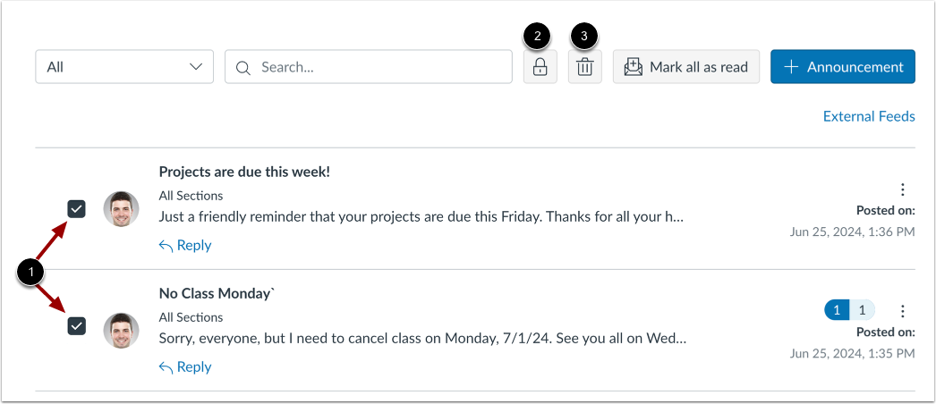 Manage Multiple Announcements