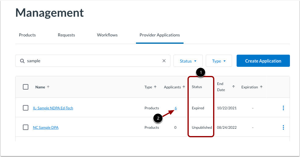 View Application Status