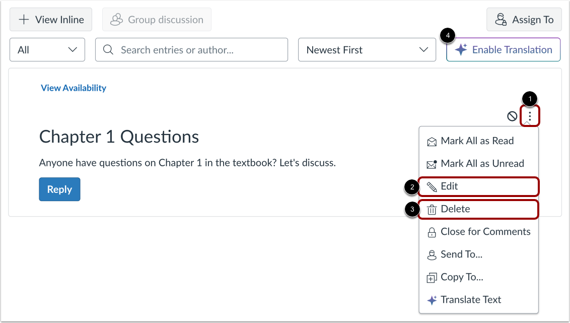 Edit or Delete Open Discussion