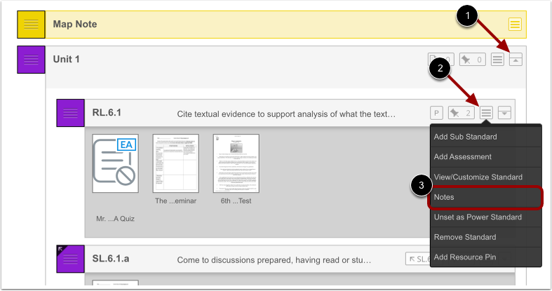 Add Notes to a Standard