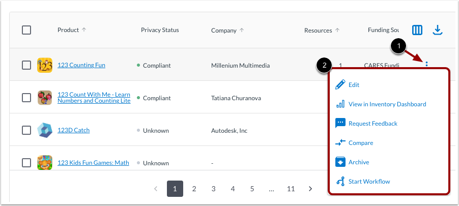 View Product Actions