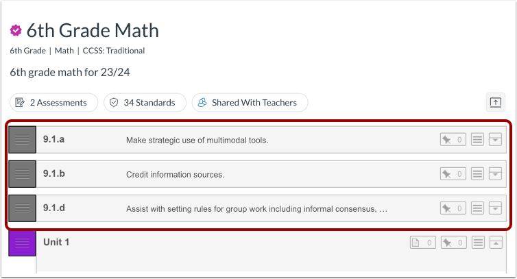 View Added Standards