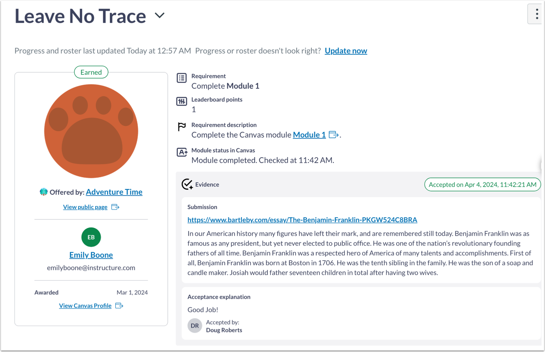View Reviewed Evidence