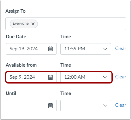 Limit Submission Available From Date