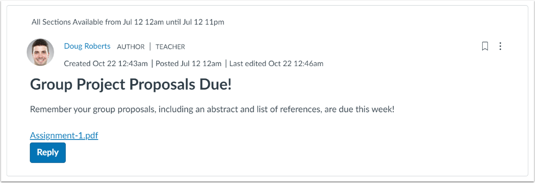 View Updated Announcement