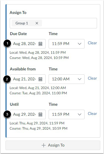 Edit Due and Availability Dates