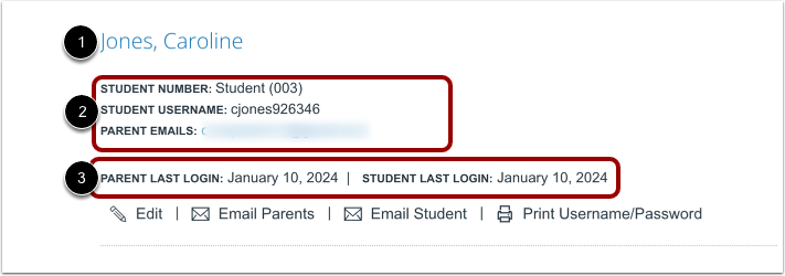 View Student Account Details