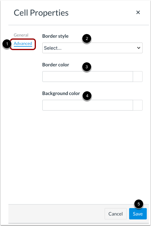 Edit Advanced Cell Properties