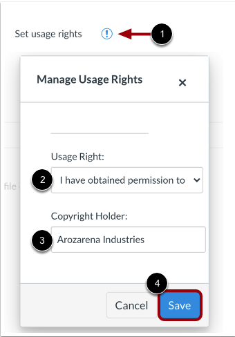 Set Attached File Usage Rights