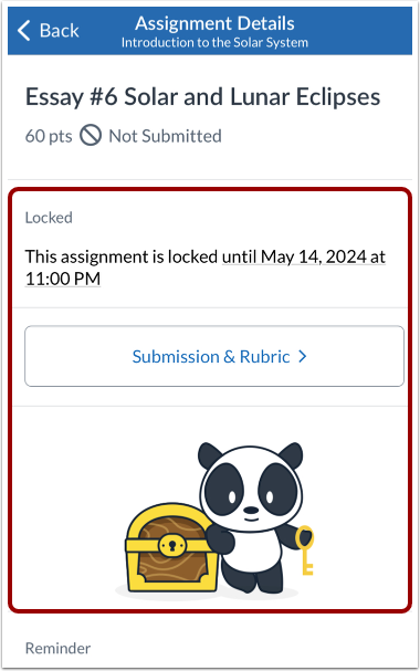 View Locked Assignment
