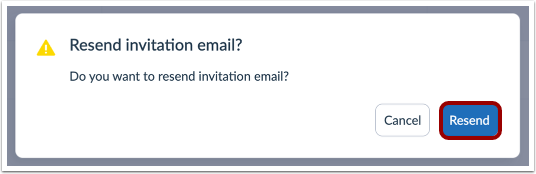 View Resend Invite Confirmation