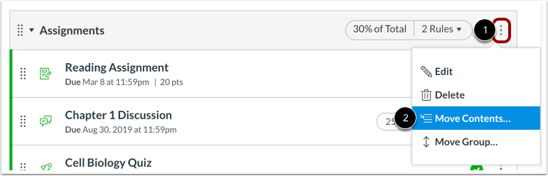 Move Assignment Group Contents