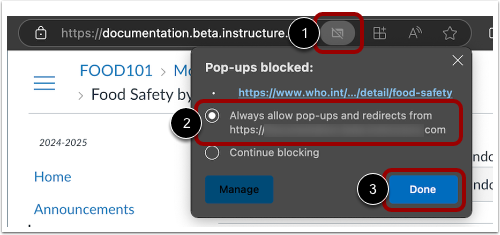 Allow Pop-ups in Microsoft Edge