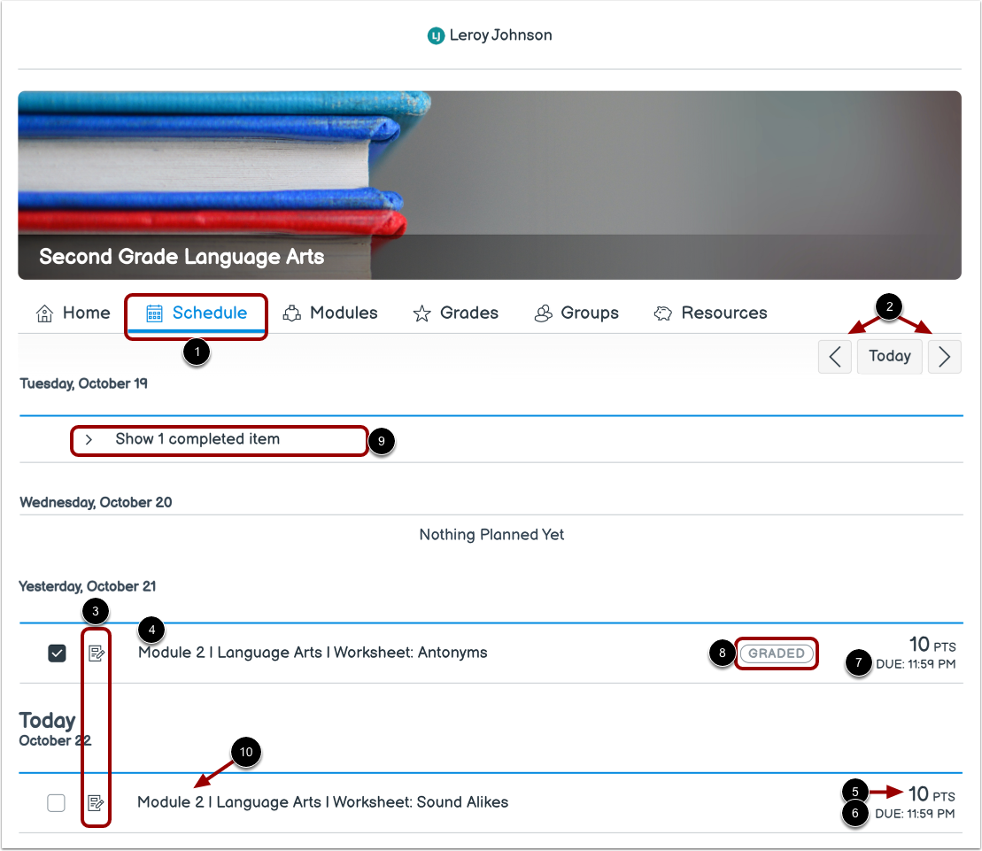 View Subject Schedule