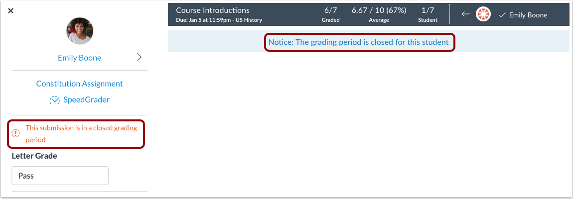 View Closed Grading Periods