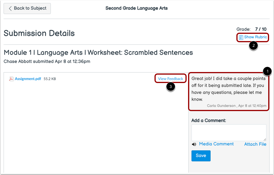 View Submission Feedback