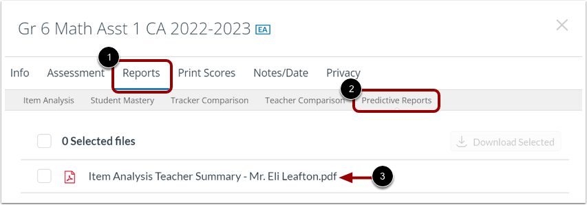 Open Assessment Reports Section