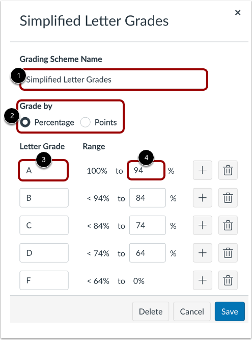 Edit Grading Scheme Details