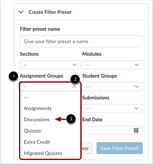 View Assignment Group Filter