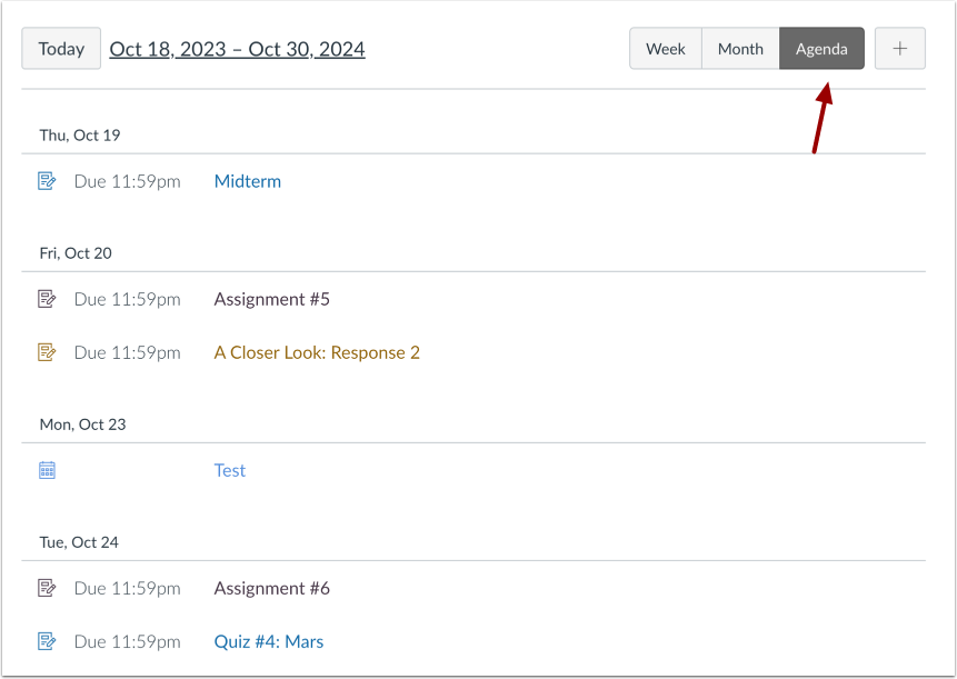 View Calendar Agenda