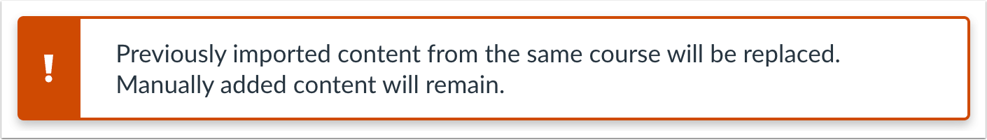 View Content Import Warning Message