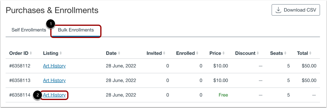 Select Bulk Enrollments