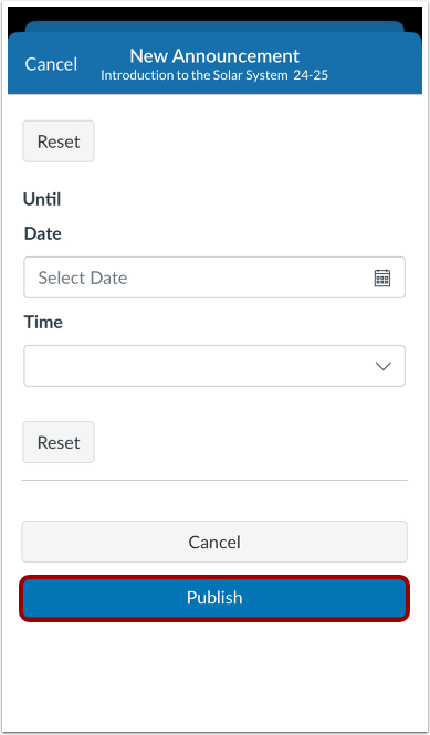 Publish Announcement