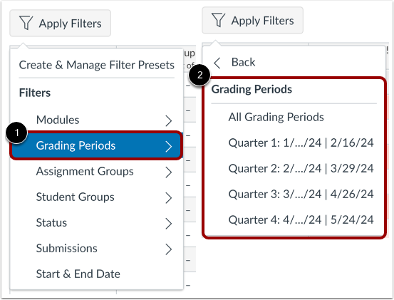 View Grading Periods
