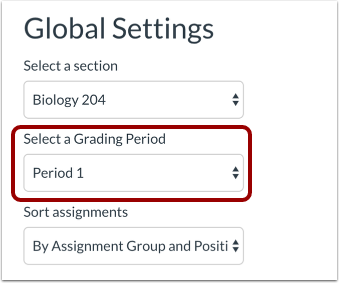Select Grading Period