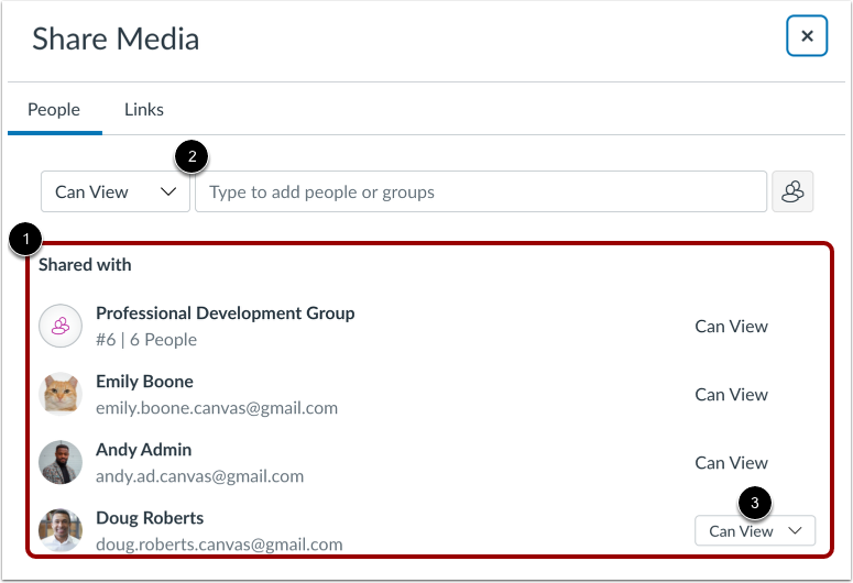 View Shared With List