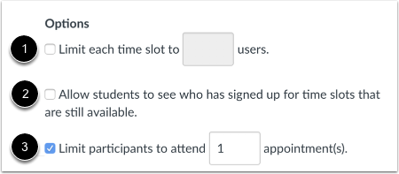Set Appointment Options