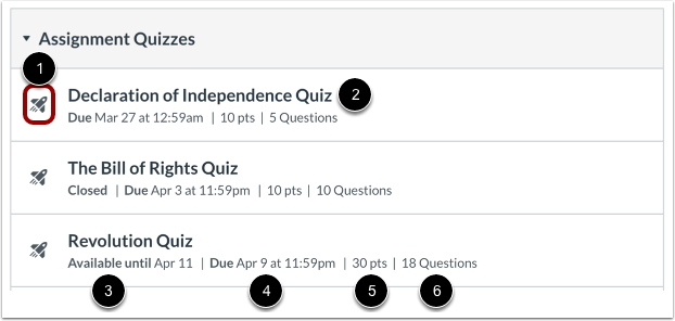 View Quizzes
