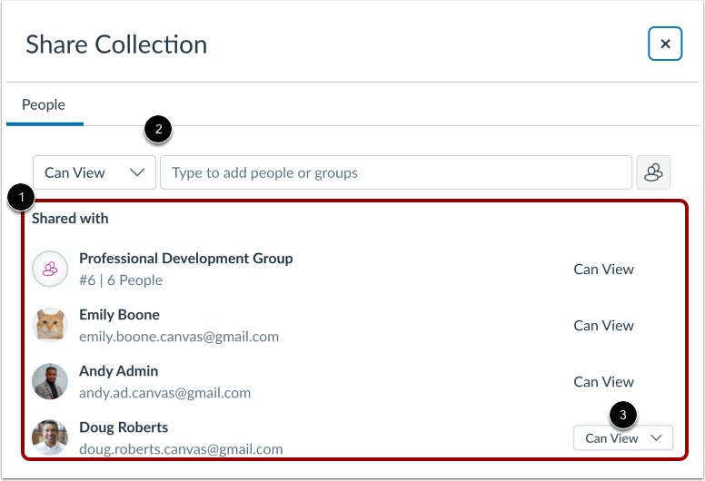 View Shared With List