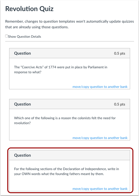 View Moved/Copied Question