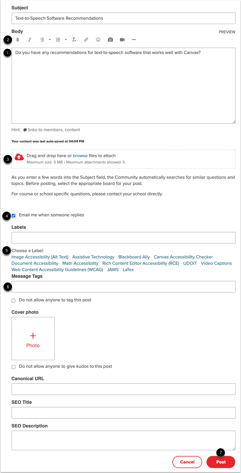 Add Discussion Details