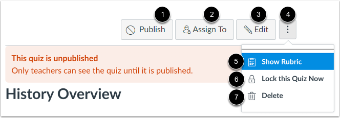 Unpublished Quiz Options