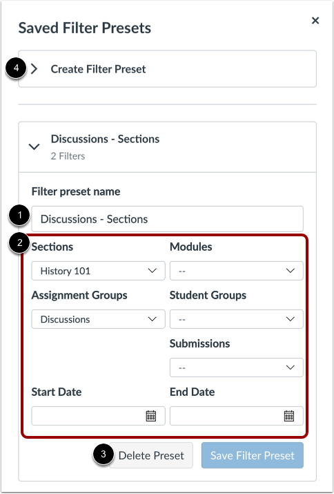 Manage Gradebook Filters