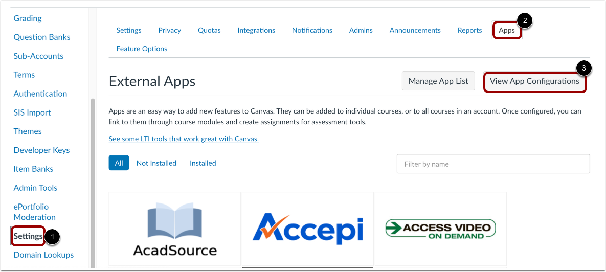 View App Configurations