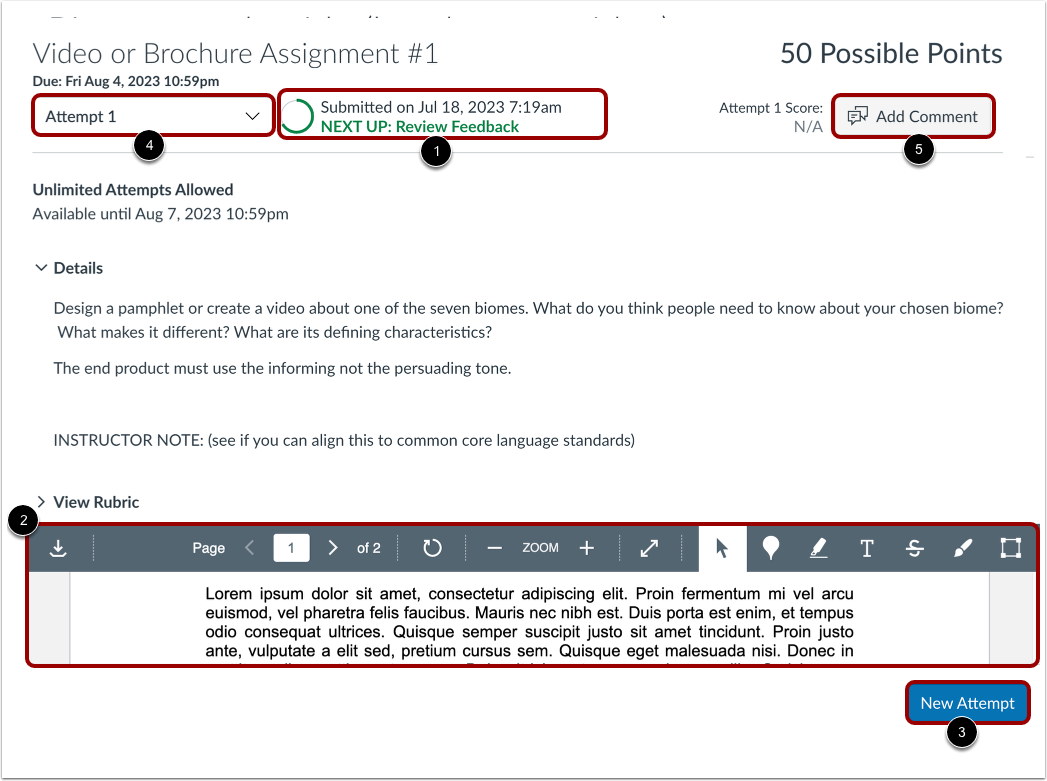 View Assignment Status