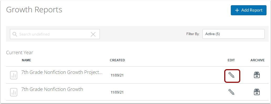 Edit Growth Report