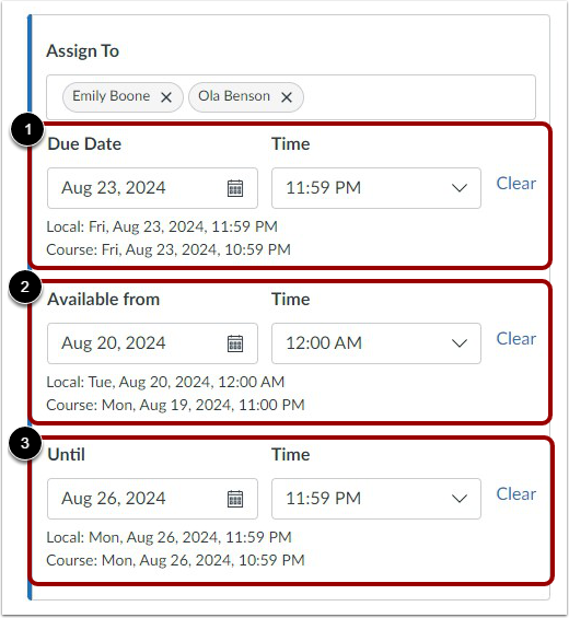 Enter Due and Availability Dates