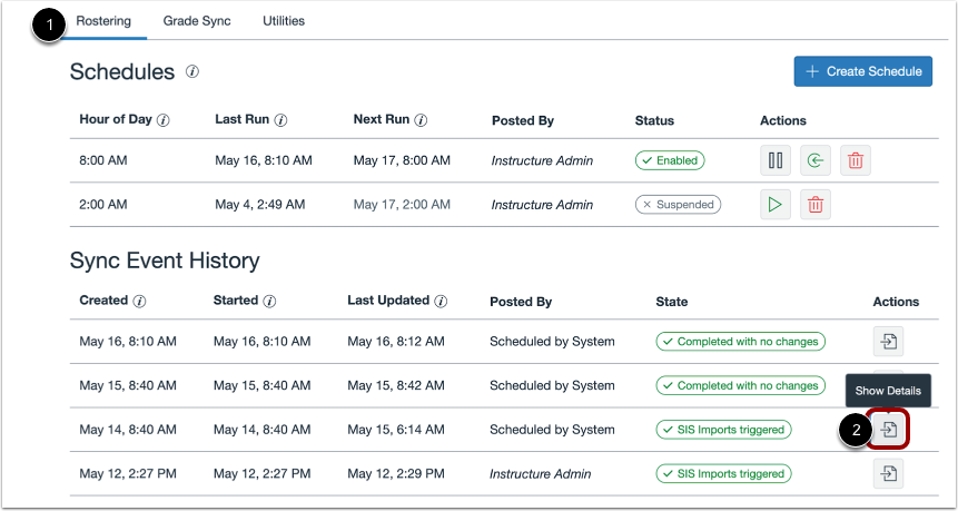 Open Sync Event Details
