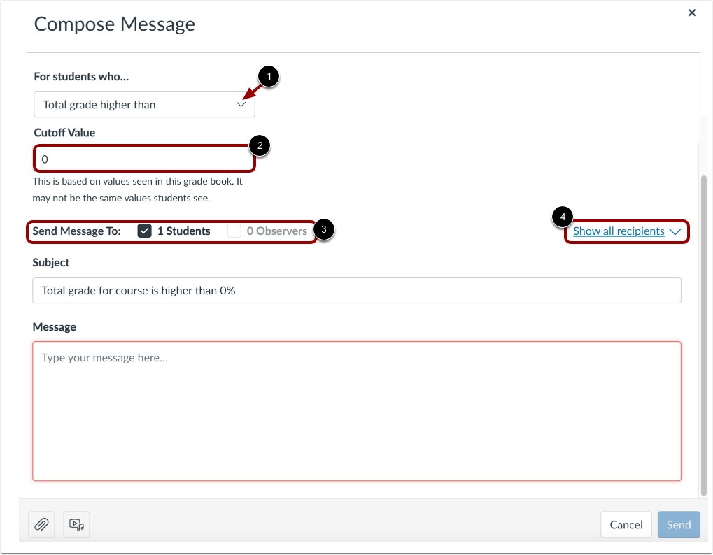Select Message Category