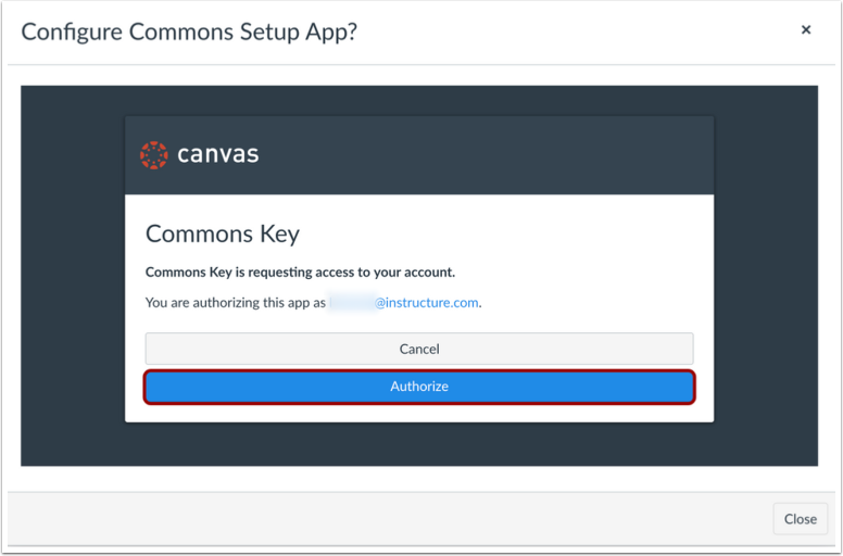 Authorize Commons Key