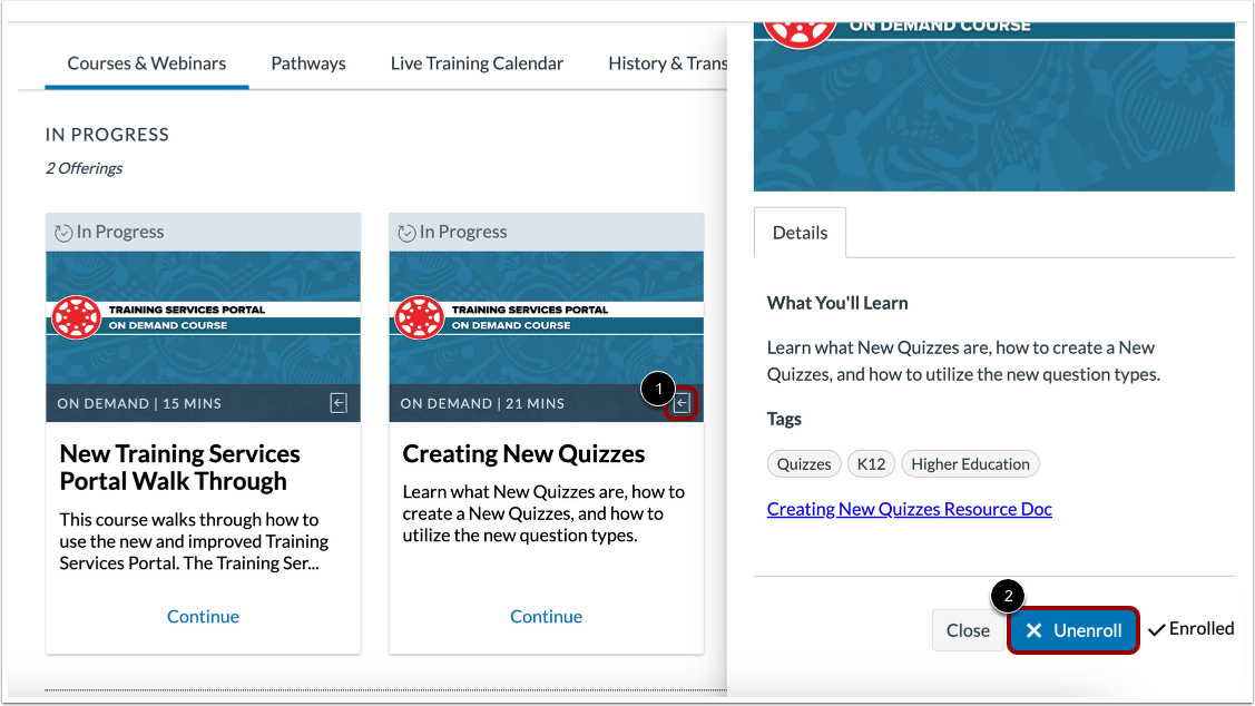 Unenroll in Offering