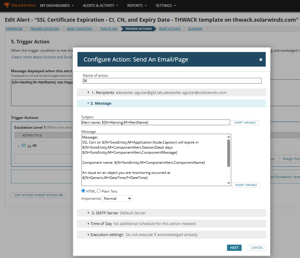 SSL Certificate Expiration Alert - THWACK