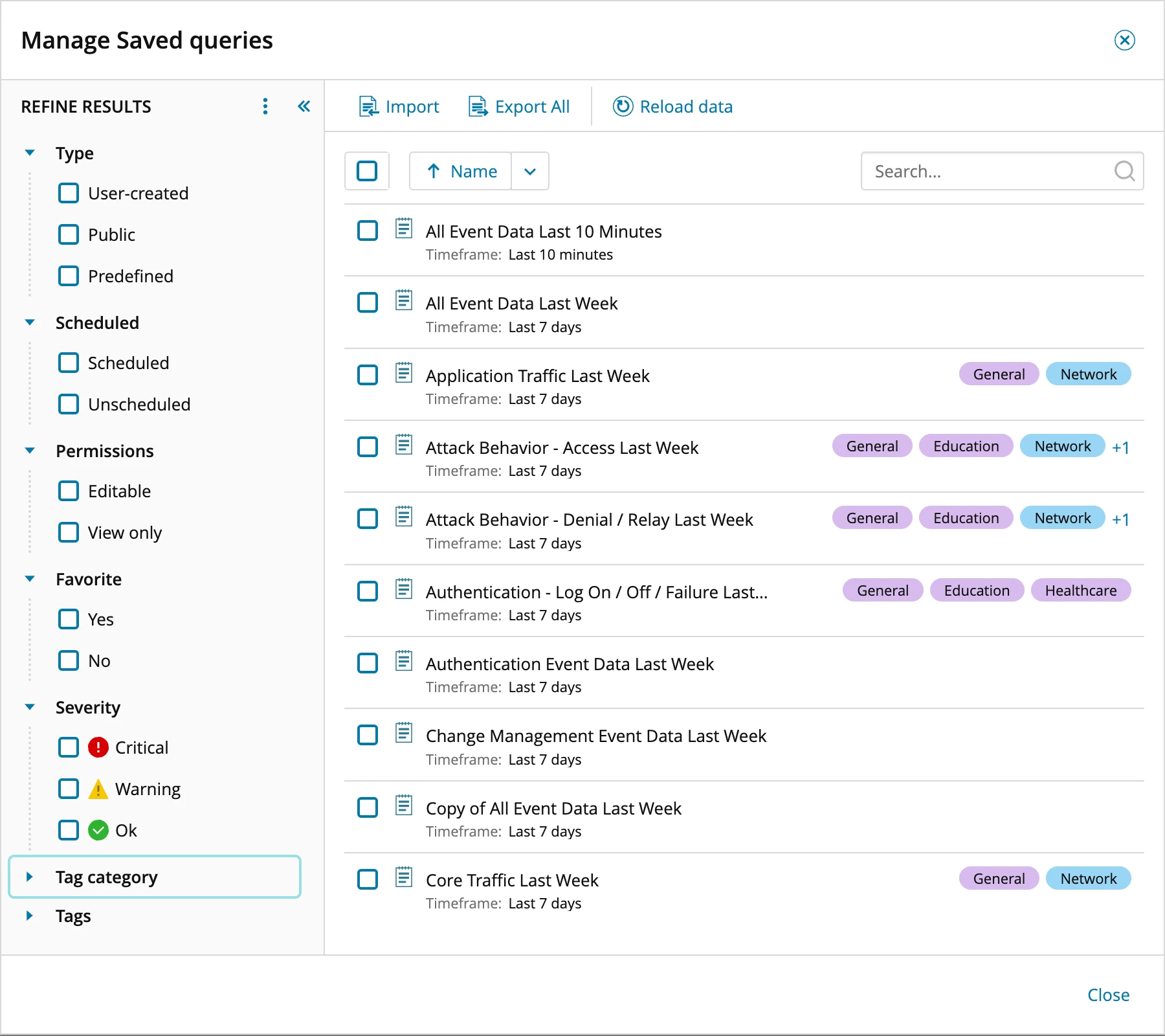 A screenshot of a user clicking Managed Saved queries after clicking on the queries option on the left side of the page and then clicking on the tabular column icon