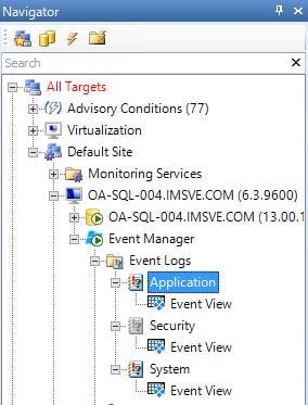 SentryOne Event Log Management
