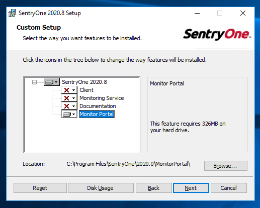 SentryOne Installer - SentryOne Portal Only Installation