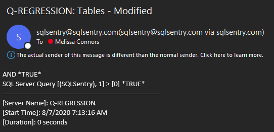 SentryOne Auditing Advisory Conditions Email